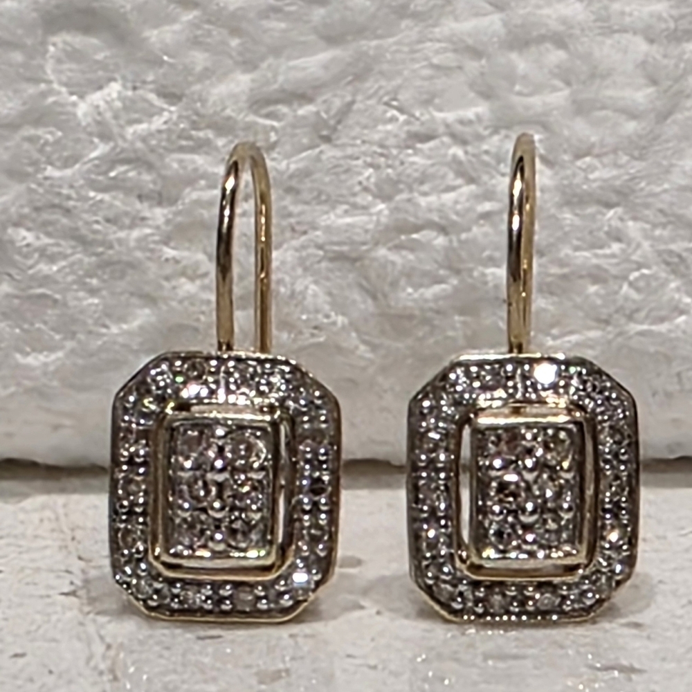 Vintage 14K YG Diamond Drop Dangle Earrings RARE! Sweet 16 Gift!